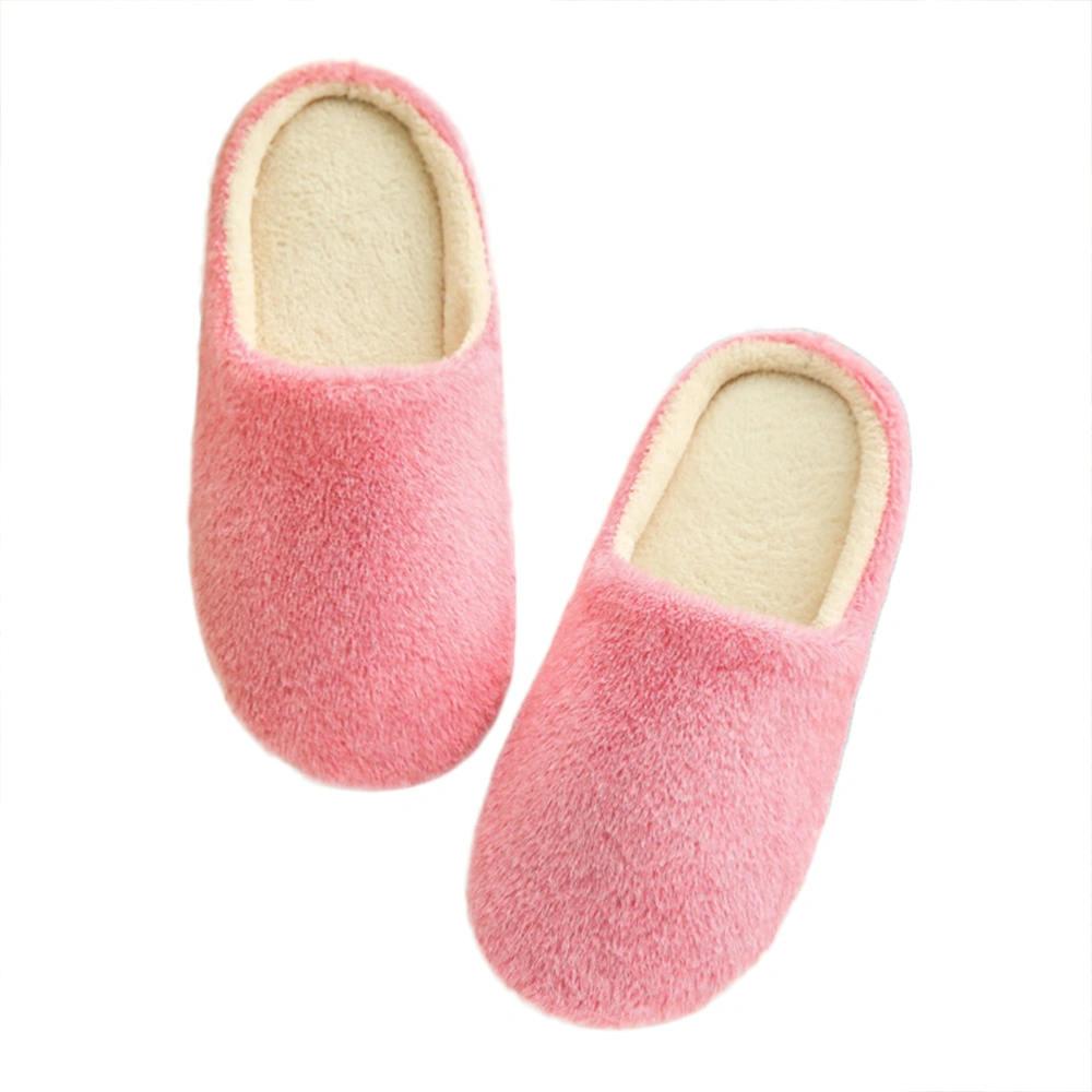 Women's Cozy Furry House Slippers Mens Cotton-Padded Plush Slippers Couples Winter Home Shoes - Size 36/37 (Pink)