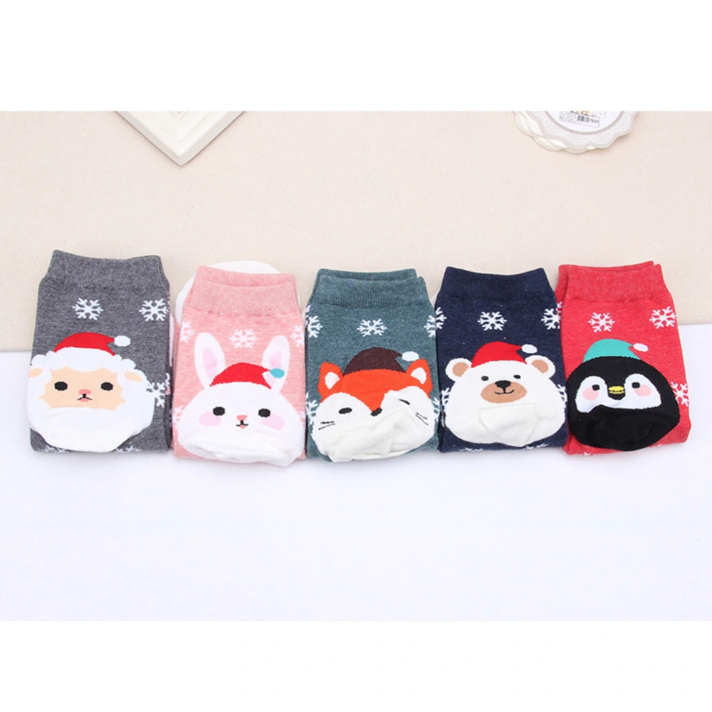 Gilr's Christmas Socks with Lovely Snowflake and Sheep Printing Comfortable Cotton Socks(Green)