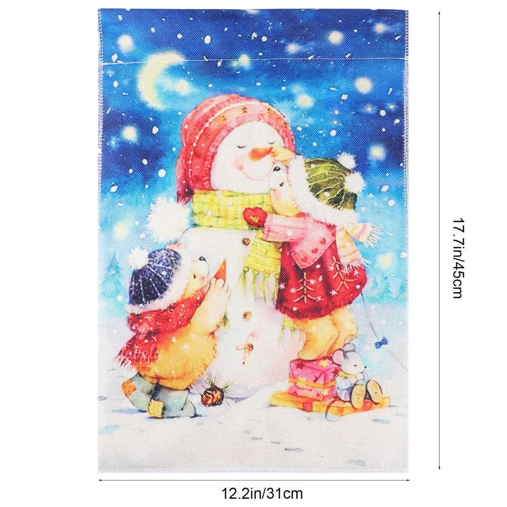 1Pc Christmas Cartoon Snowman Garden Flag Ornament Courtyard Flag Decoration