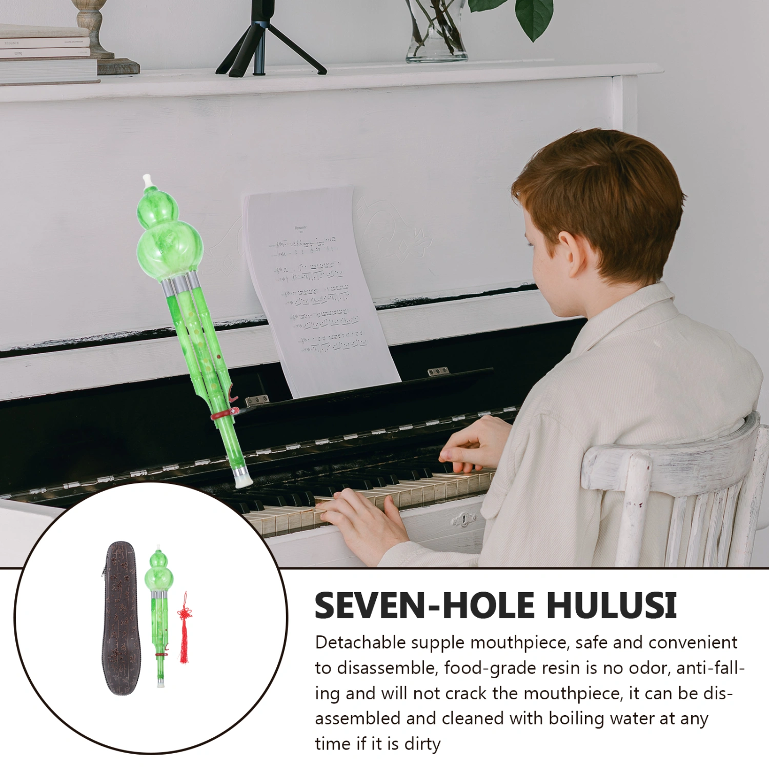 1 Set Seven-hole Hulusi B Flat Kid Adult Beginner Instrument Resin Bakelite Hulusi
