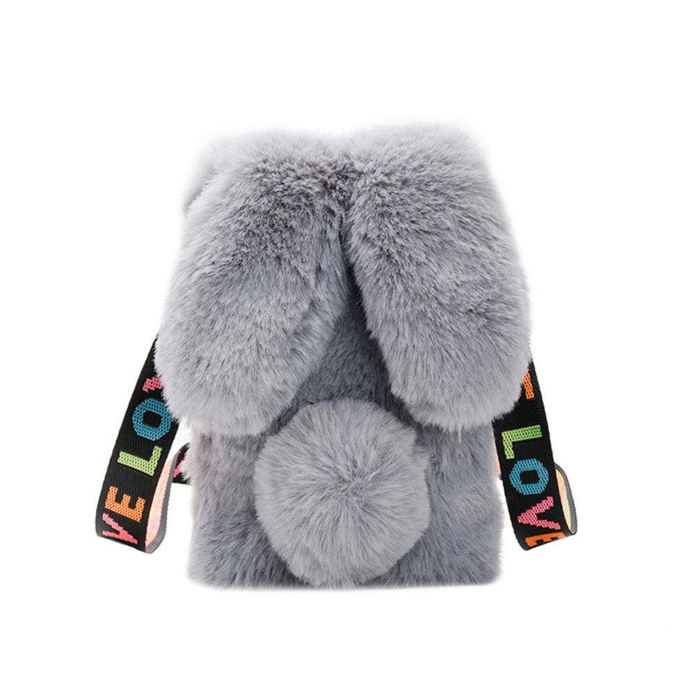 Crossbody Bag Rabbit Design Plush Shoulder Bag Messenger Mini Pouch for Women Girls (Grey)