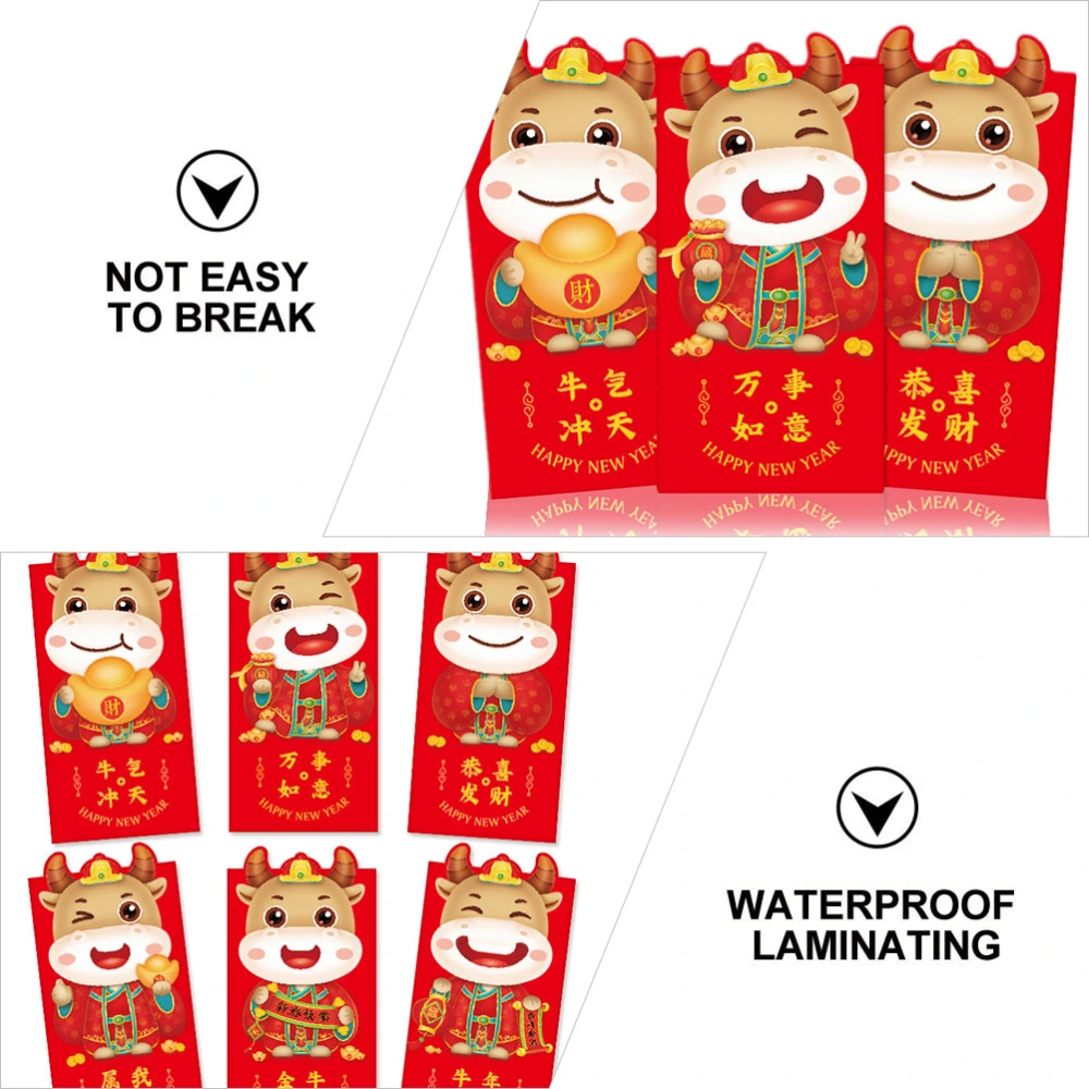 12Pcs 2021 Money Bags Cartoon Red Envelopes New Year Money Pouches Random Style