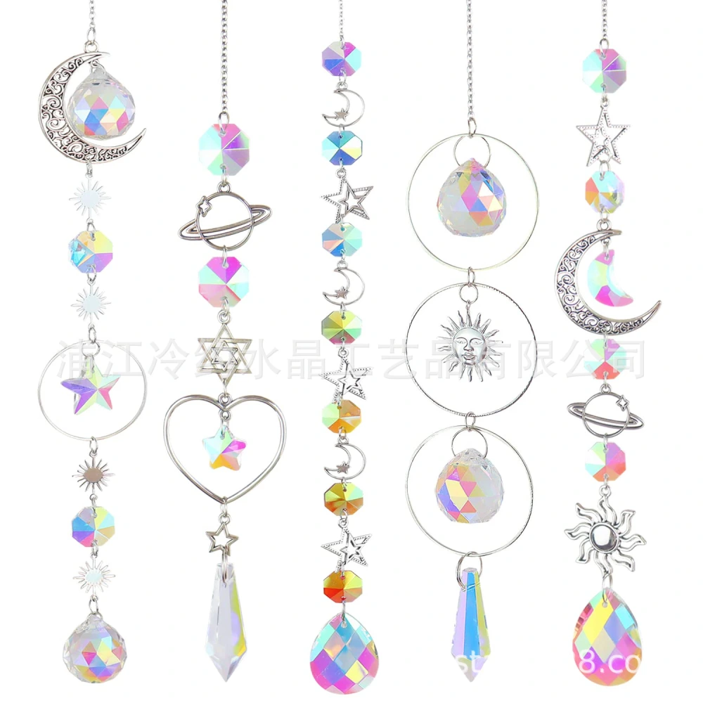 5Pcs Hanging Crystal Suncatcher Decorative Crystal Sun Catcher Pendant Prism Pendant Suncatcher