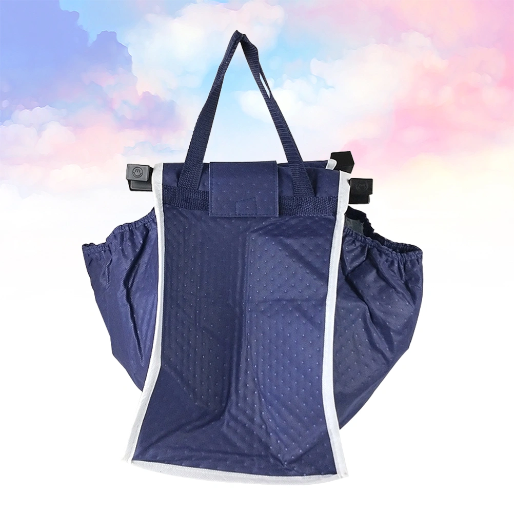 Shopping Cart Bag Hanging Shopping Bag Foldable Tote Bags Reusable Storage Bag for Supermarket Daily Use (Navy)