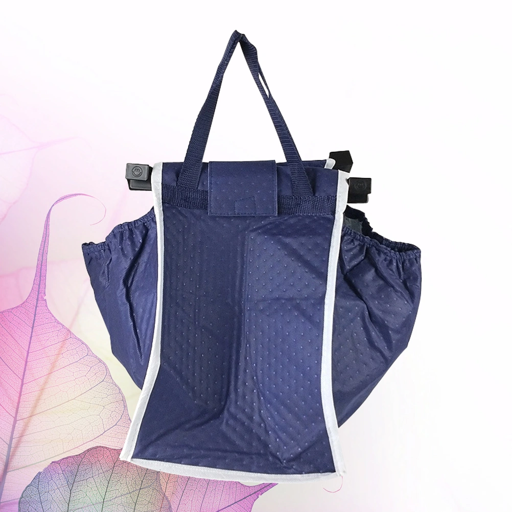 Shopping Cart Bag Hanging Shopping Bag Foldable Tote Bags Reusable Storage Bag for Supermarket Daily Use (Navy)