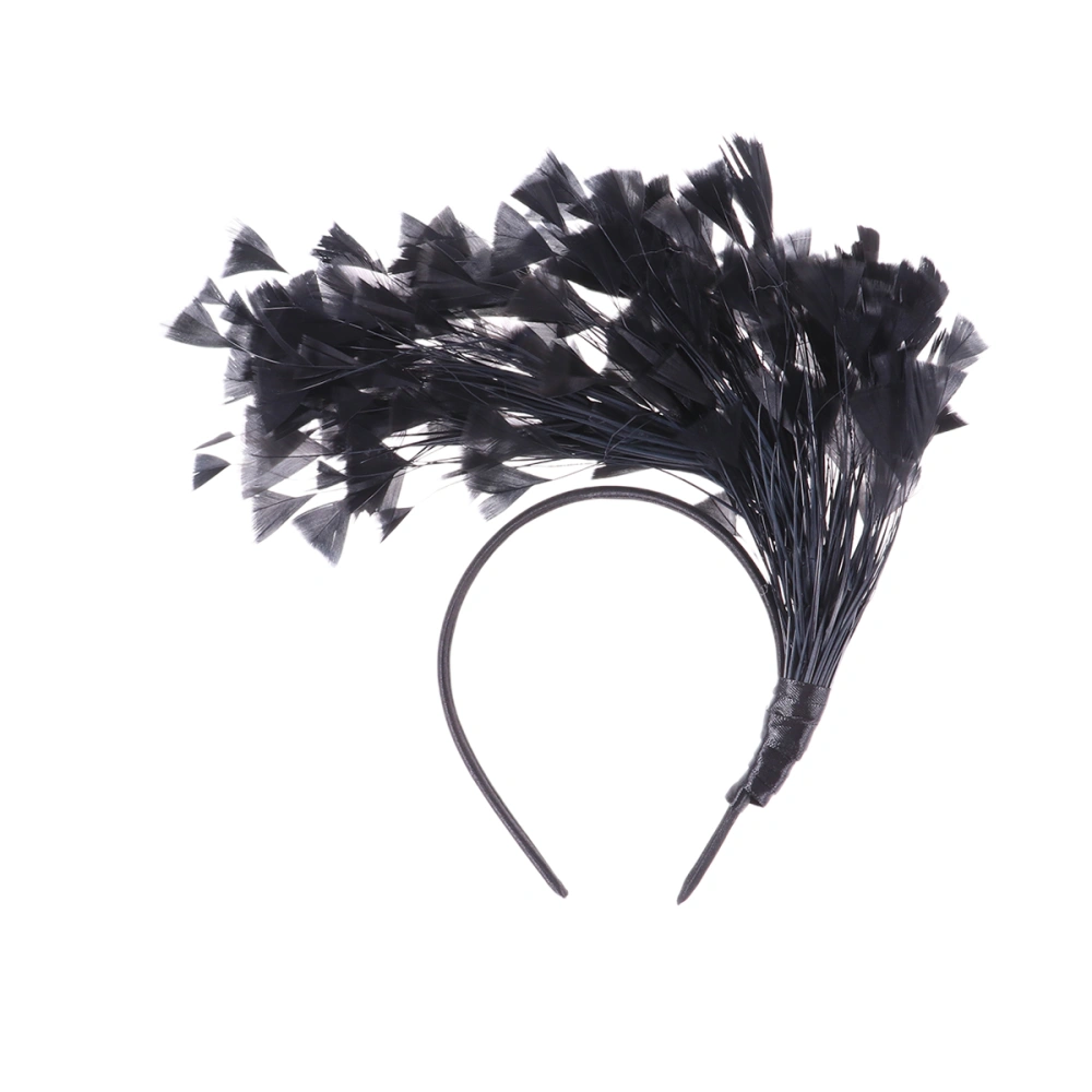 1PC Feather Headband Retro Elegant Hair Clasp Headwear for Cocktail Party Carnival (Black)