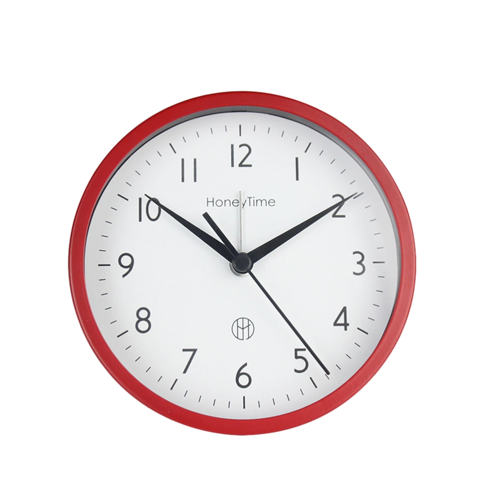 Metal Round Alarm Clock Mute Clock Desk Alarm Clock Bedside Clock without Battery Red