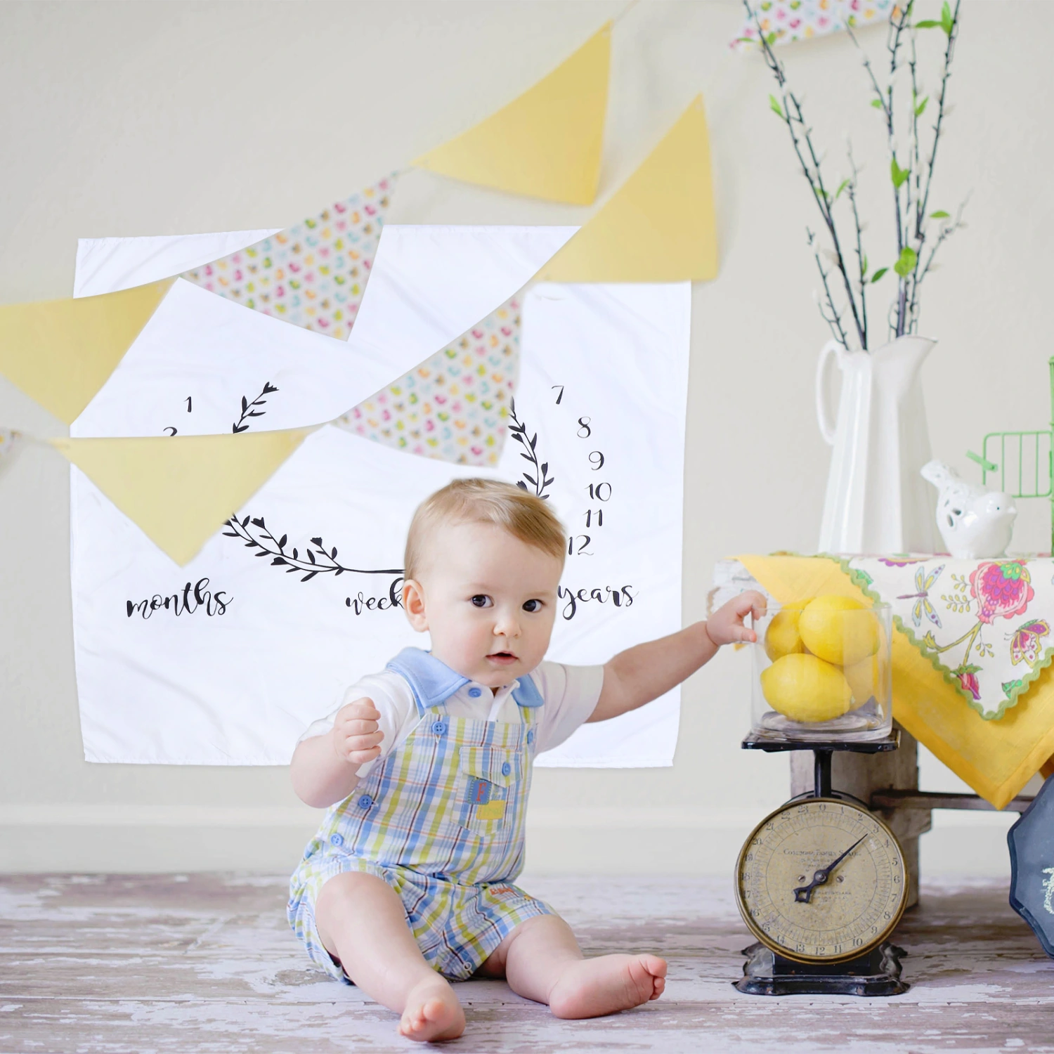 Baby Cotton Monthly Blanket Milestone Blanket Photography Background Prop