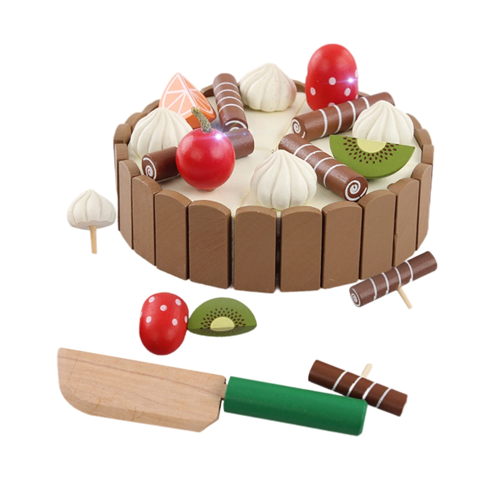 1 Set of Wooden Magnetic Cake Cutting Toy Mini Cake Playset Kids Educational Toy Fun Pretend Play Toy