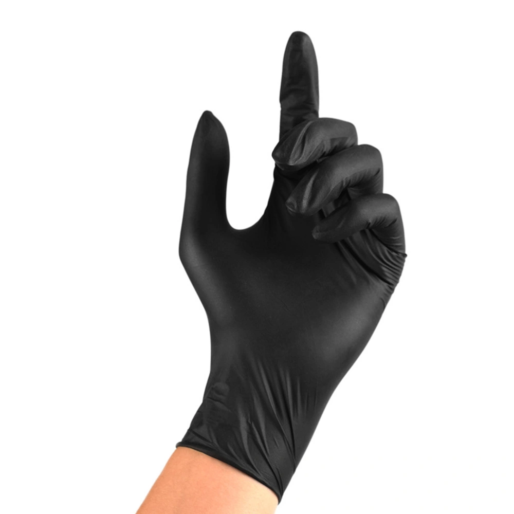 50Pcs Disposable Gloves Waterproof Latex Hand Protective Gloves Thicken Gloves Size L Black