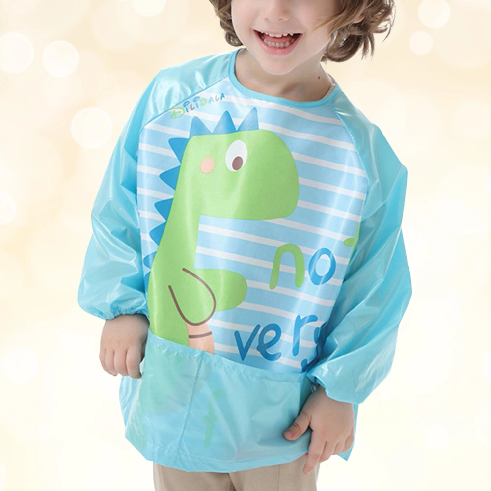 Dinosaur Printing Waterproof Painting Apron Long-sleeve Washable Drawing Art Smock Adjustable Protective Clothes for Children Kids - Size M