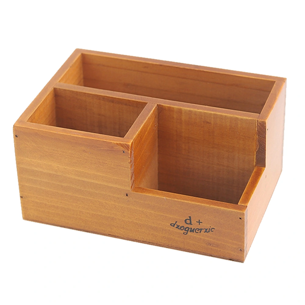 1Pc Desktop Storage Box Wooden Multifunctional Case Makeup Holder Sundries Organizer for Home Dorms