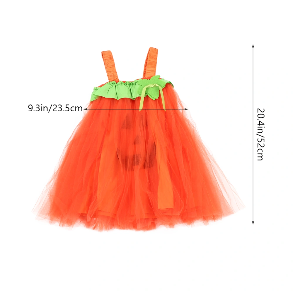 Halloween Mesh Skirt Pumpkin Girl Skirt Girl Mesh Dress Kids Party Skirt