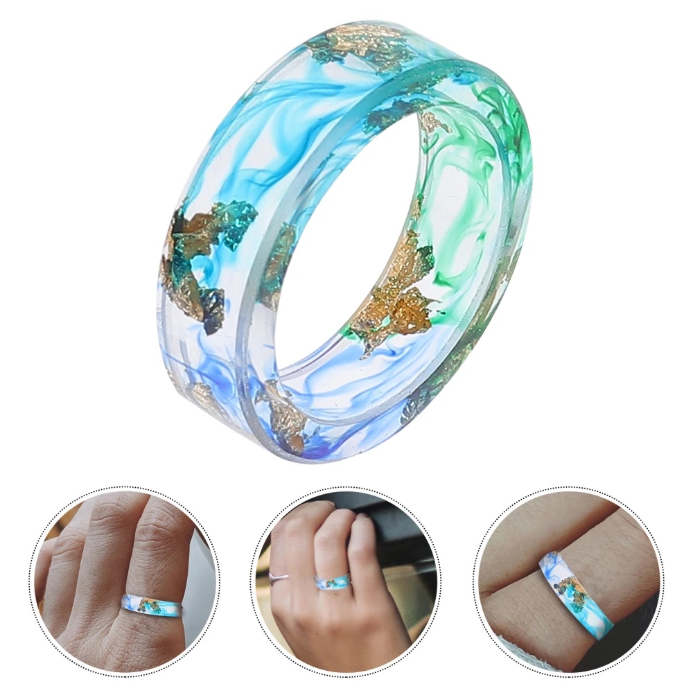 1pc Delicate Resin Ring Gold Foil Ornament Ring Hand Jewelry Resin Ring Jewelry