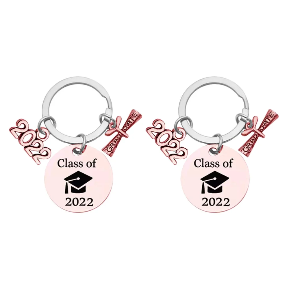 2Pcs Graduation Themed Keychain 2022 Graduation Key Ring Gift Bag Hanging Decor