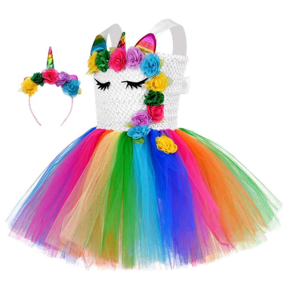 1Set Unicorn LED Costume Creative Children Dress Colorful Performance Skirt