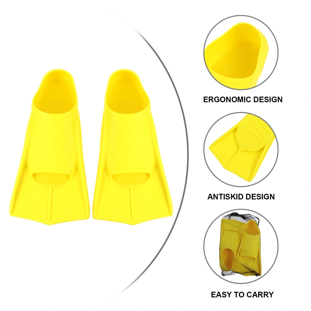 1 Pair of Training Swim Fins Comfortable Silicone Floating Flippers (Yellow)