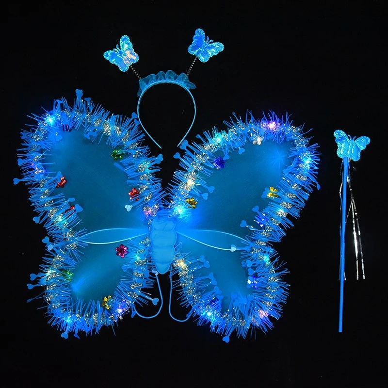 1 Set of Butterfly Fairy Wing Wand Headband with Light Girls Fairy Costume Fairy Butterfly Wing without Battery