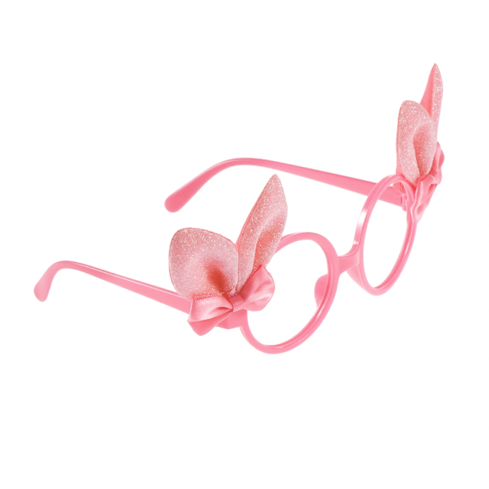 2pcs Cartoon Bowknot Rabbit Ear Eyeglass Creative Kids Eyewear Tricky Dress up Party Glasses Funny Costume Prank Prop without Lens (Pink)