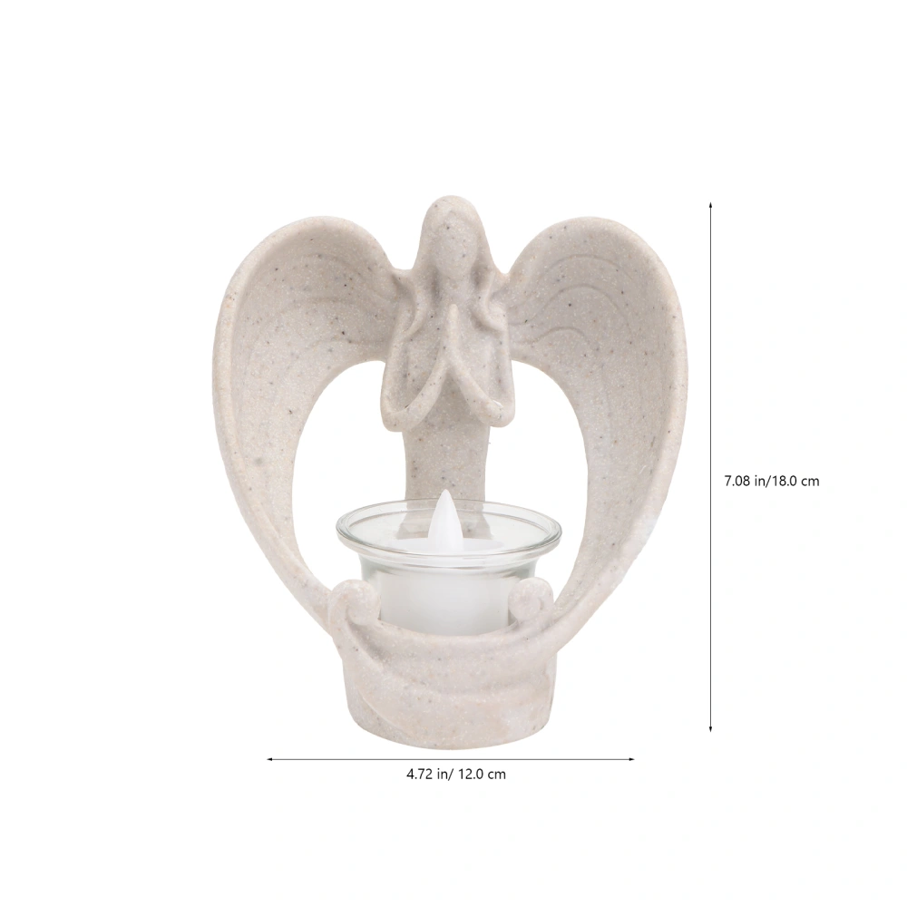 1Pc Decorative Candleholder Candlestick Artware Angel Shaped Candleholder Beige