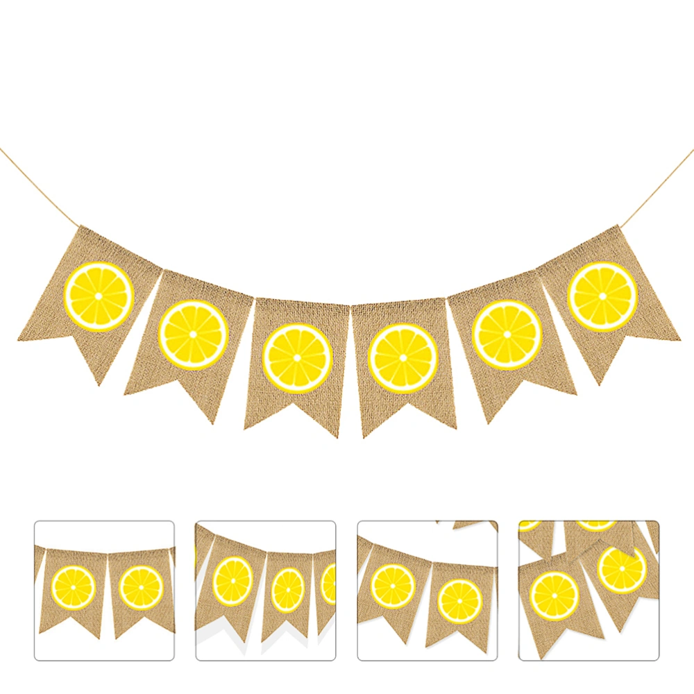 1pc Hawaii Swallow Tail Linen Banner Lemon Pattern Garland (Assorted Color)