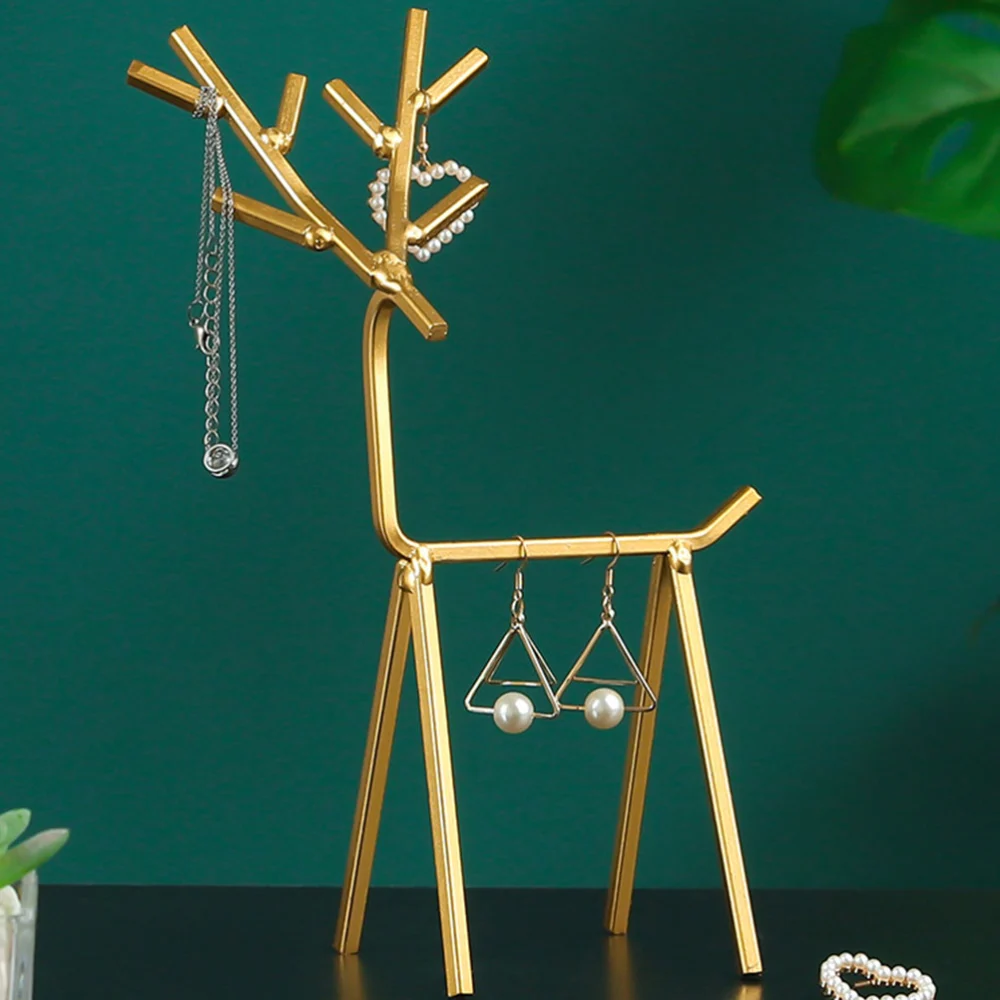 1PC Metal Art Jewelry Holder Deer Display Stand for Jewelry Organization Golden