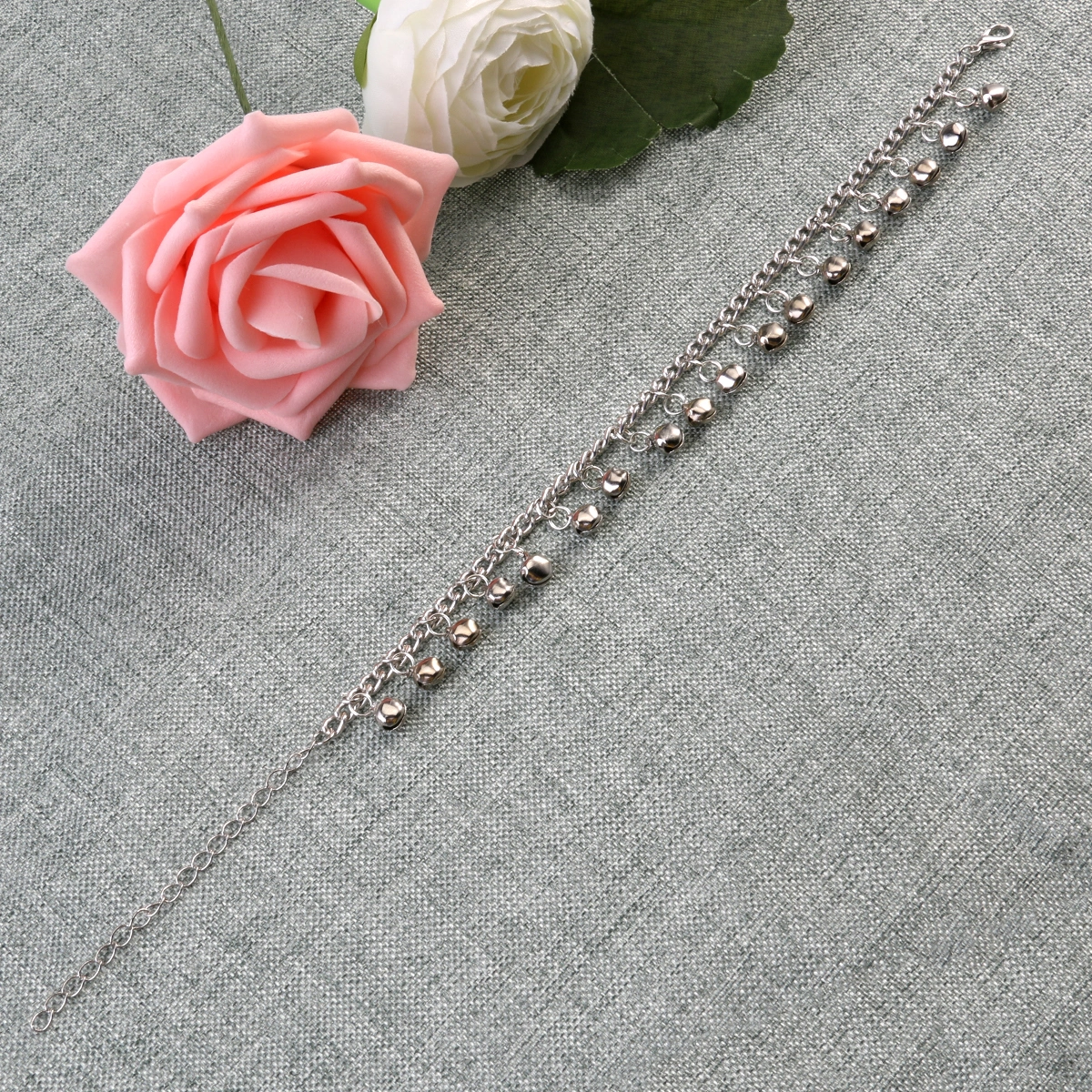 Fashion Women Beach Foot Bead Jewelry Anklet Chain Tassel Ankle (Silver)