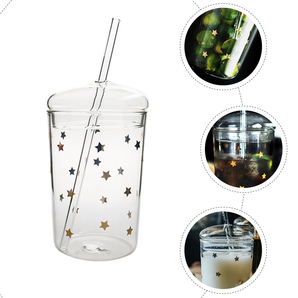 Glass Straw Cup Large Capacity Glass Cup Household Beverage Cup Glass Drinking Cup