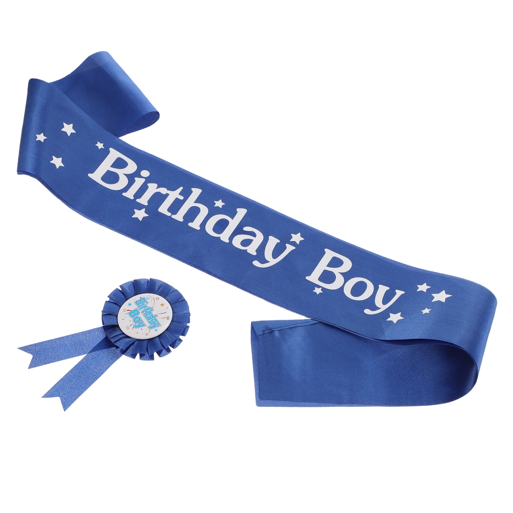 2pcs Birthday Party Sash with 2 Badges Decorative Shoulder Strap Party Supply