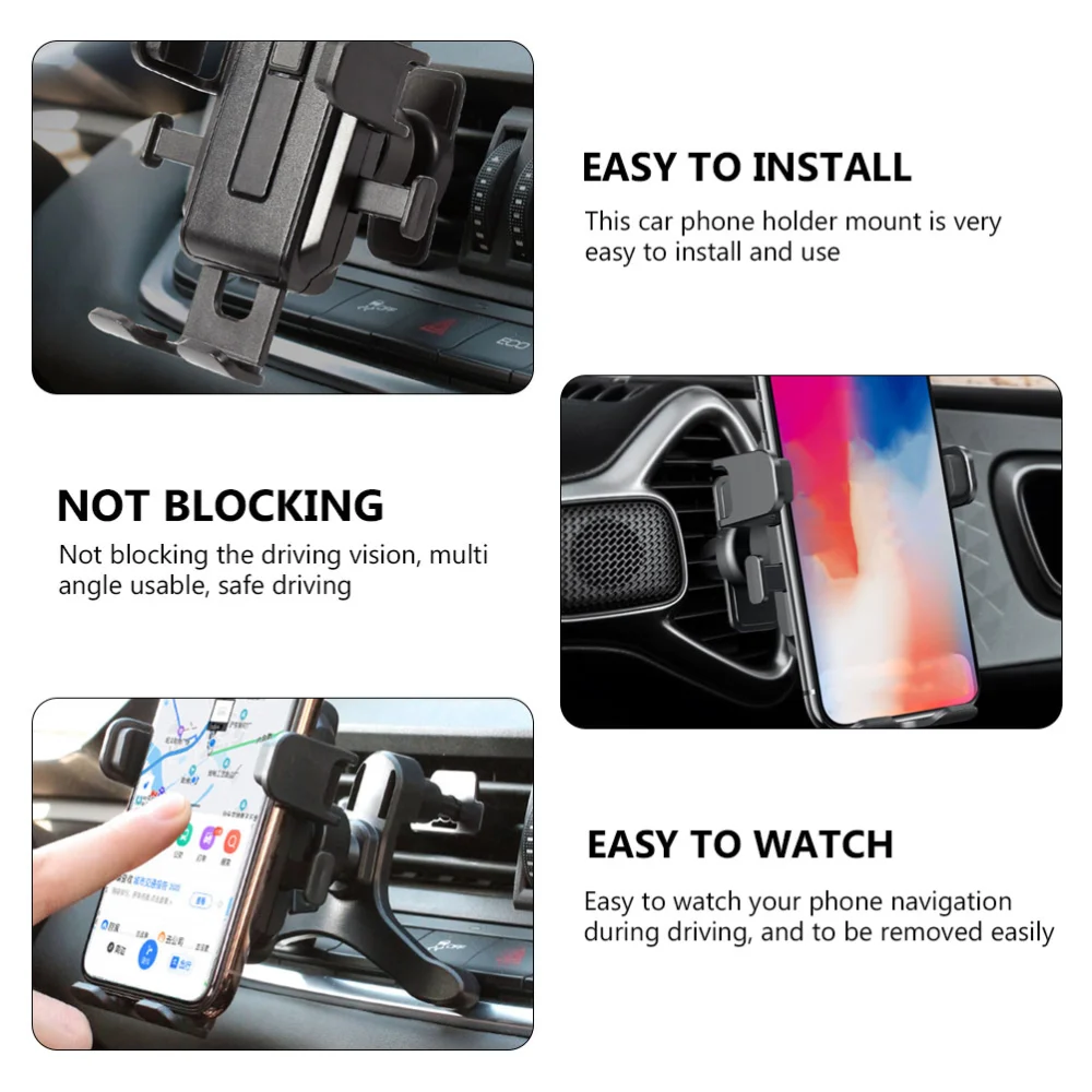 Multipurpose Phone Holder Air Vent Mount Square Cellphone Clip Bracket for Car