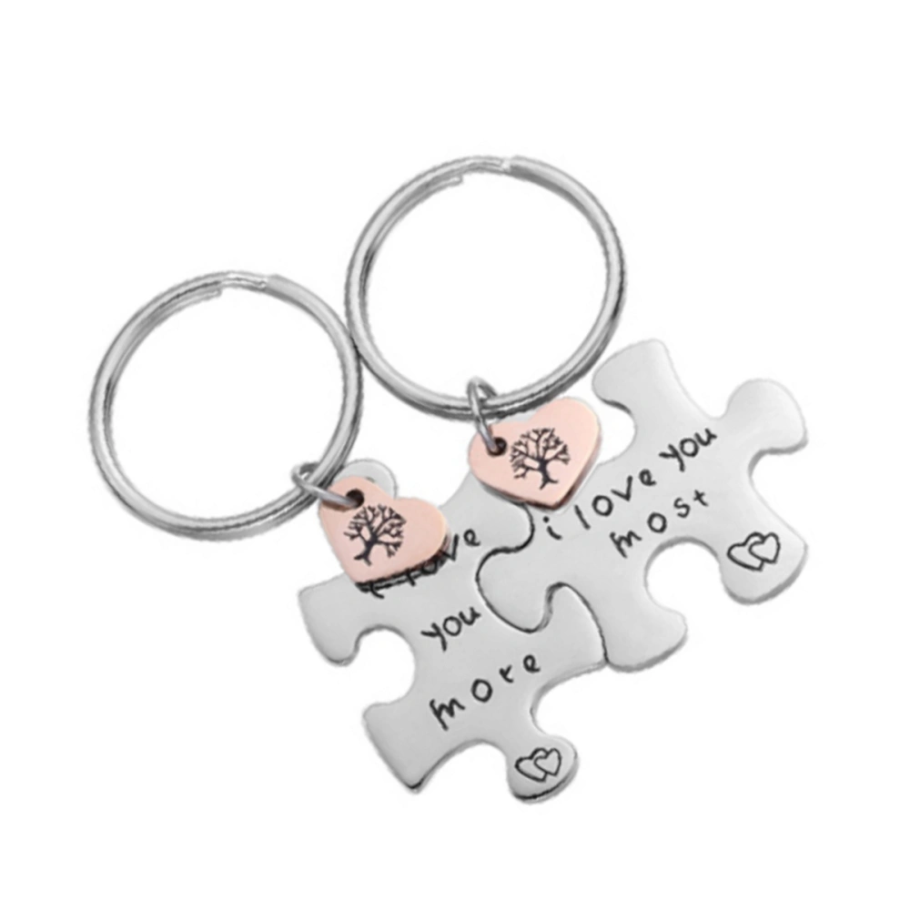 Creative Delicate Couples Keychains Unique Lovers Lettering Key Rings Portable Bag Pendants Valentine's Day Gift (I Love You Most）