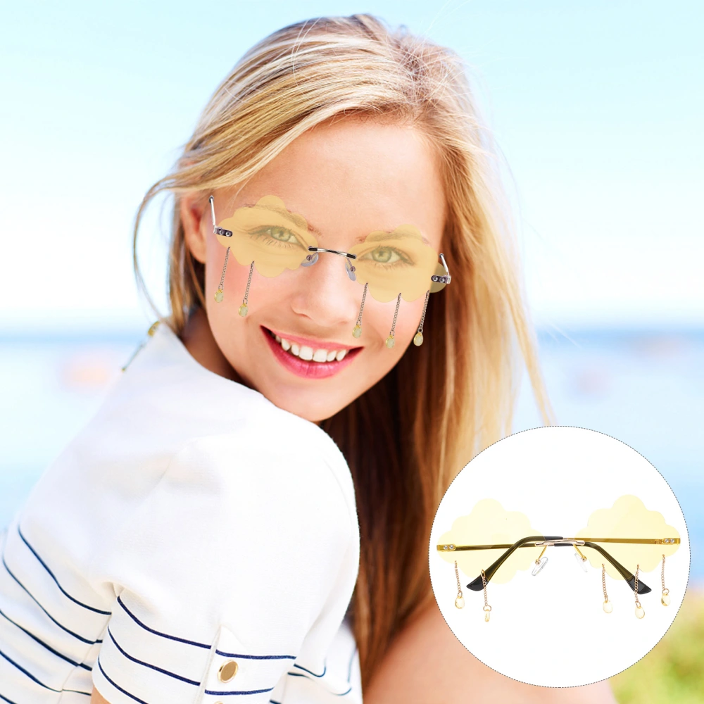 Rimless Sunglasses Funny Cloud Shaped Glasses for Women Teens Girls and Kids