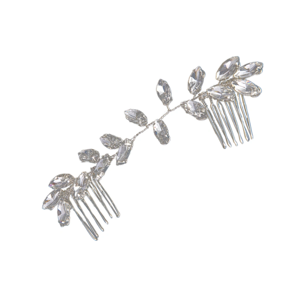 Crystal Bridal Hair Comb Handmade Wedding Hair Accessories for Wedding Party (Silver)