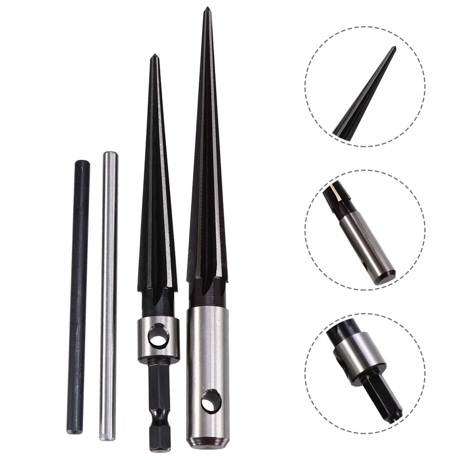 2pcs Hand Held Taper Reamer T Handle Tapered Fluted Chamfer Reaming Cutter