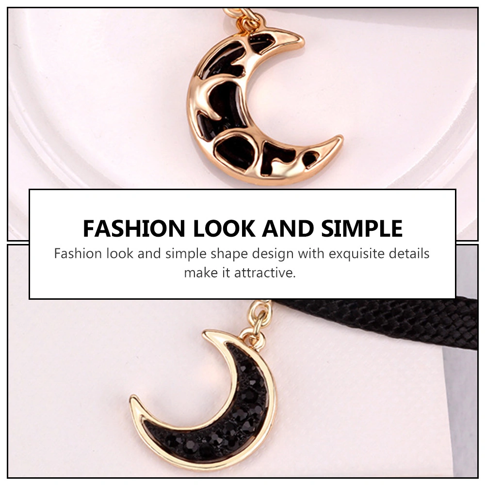 1PC Short Black Moon Choker Decor Stylish Temperament Female Necklace (Black)