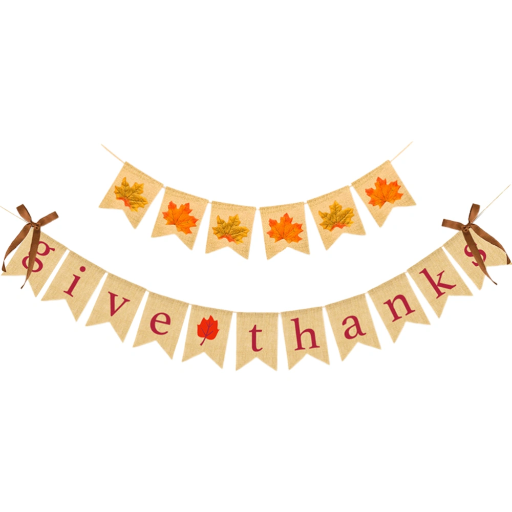 Burlap Banner Thanksgiving Autumn Harvest Party Hanging Bunting Hanging Garland for Home Party Banquet