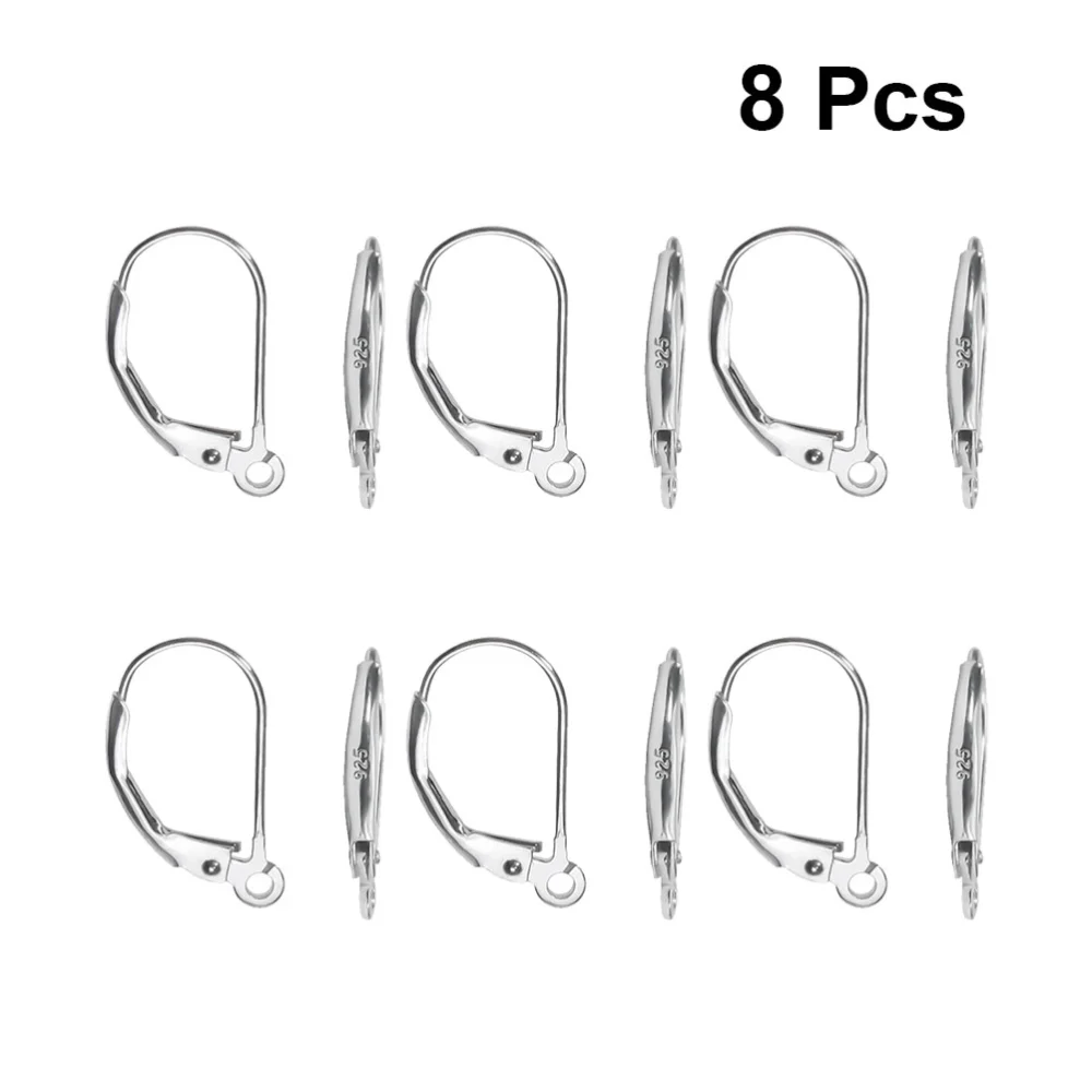 8 Pcs D Shape Silver Earrings Stylish Ear Hook Accessories Delicate Ear Hanging Supplies Jewelry Gift for Women Girls (Silver)