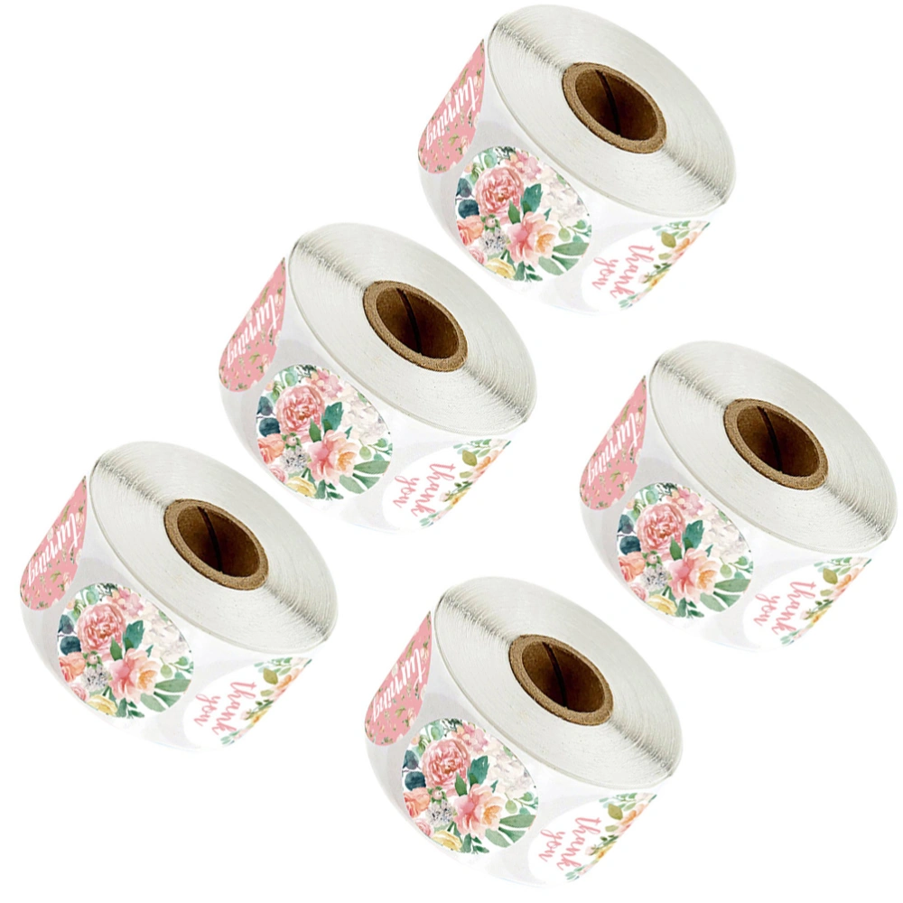 5 Rolls Baby Shower Theme Labels Party Gift Seal Labels Self-Adhesive Sticker