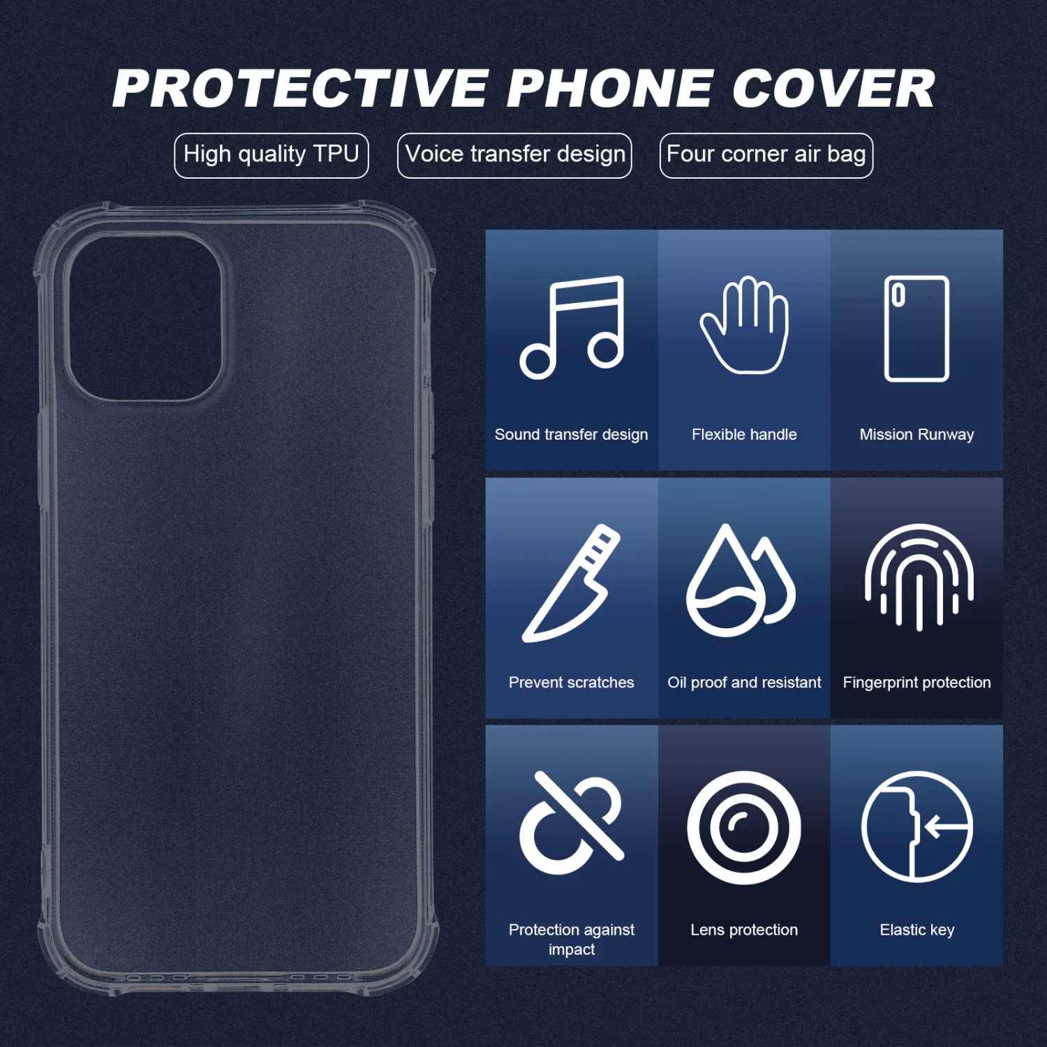 Protective Phone Cover Anti-falling Phone Case Compatible for iPhone 12/12 Pro