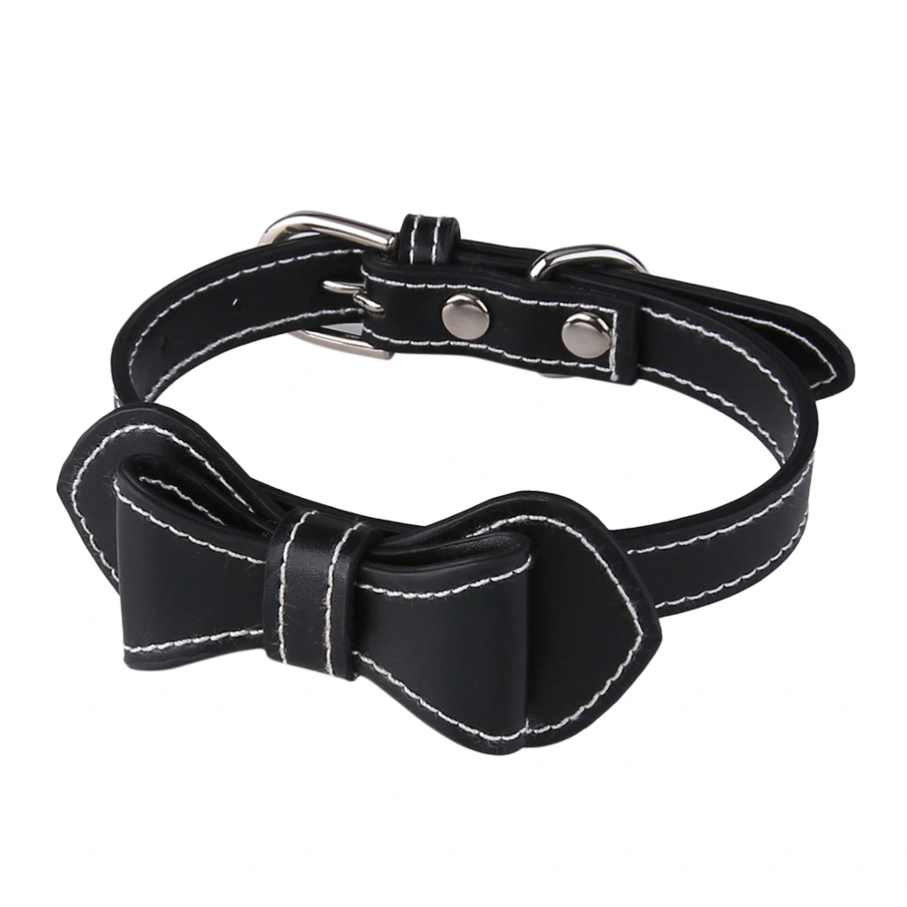 PU Pet Collar Bowknot Pet Collar Creative Pet Neck Ring Practical Collar Fashion Collar for Cat Dog (Black)