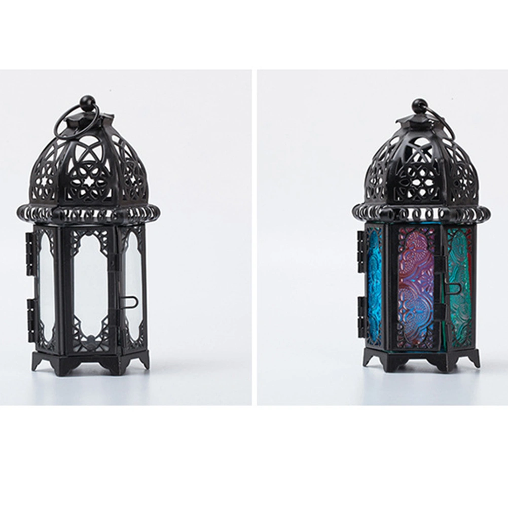 Moroccan Style Candle Lantern Vintage Candle Holder for Events, Parties and Weddings(Black)