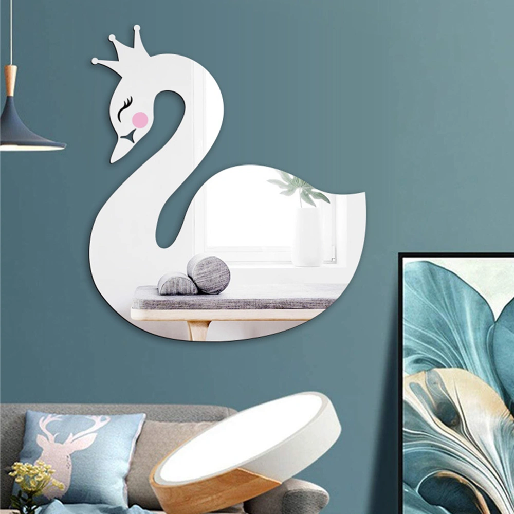 1 Set Mirror Effect DIY Stickers Acrylic Sticker Cartoon Swan Wall Stickers