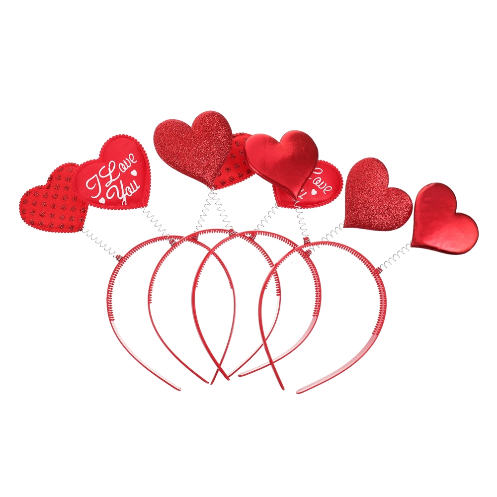 4PCS Heart Shaped Headband Valentine's Day Hair Party Hair Accessories