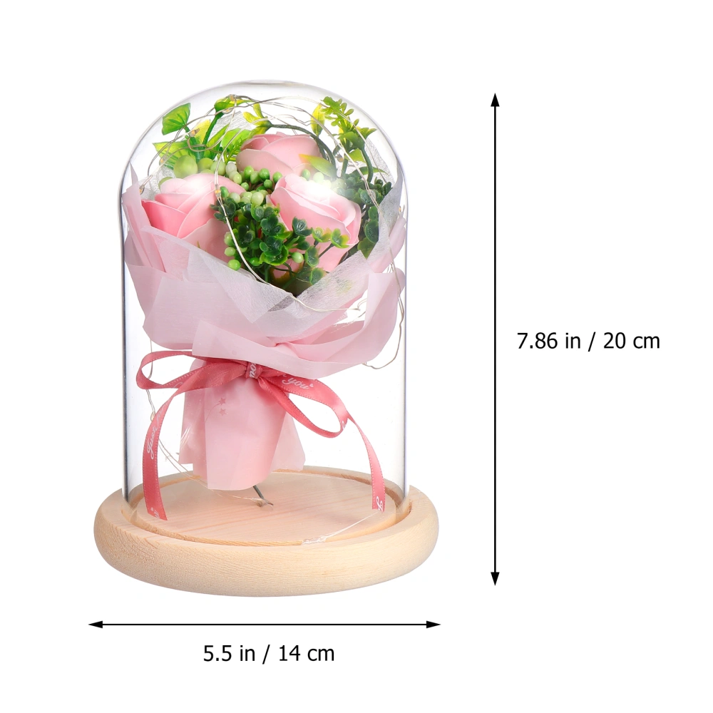 1pc Valentine's Day Gift Preserved Rose Glass Cover LED Light (Assorted Color)