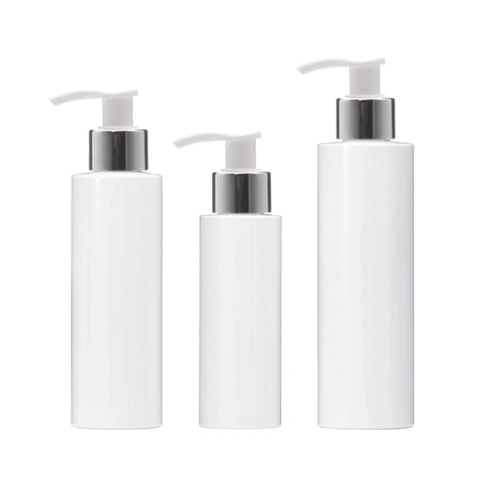 3pcs Durable Plastic Lotion Pump Bottles Lotion Dispenser Containers (White)