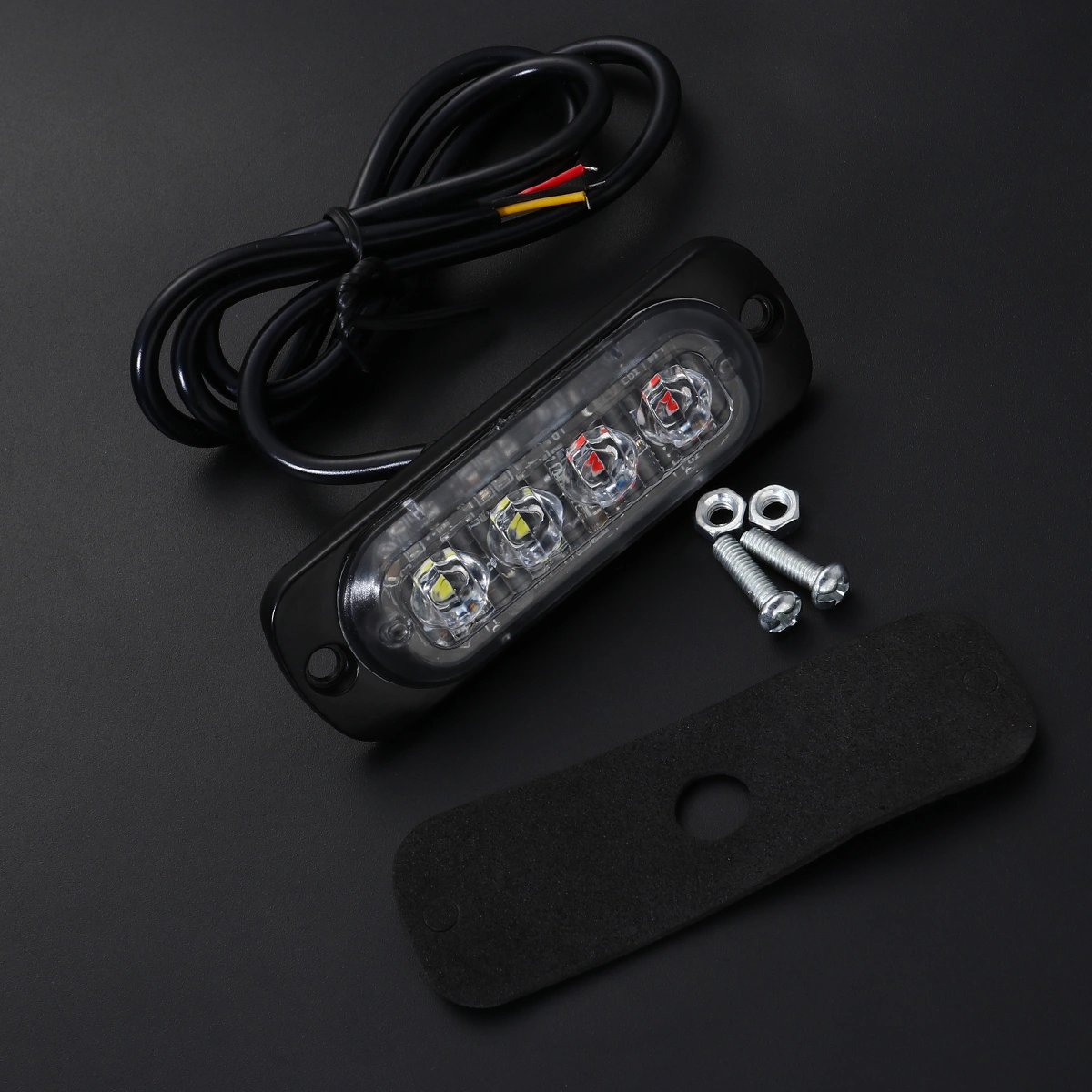 1 Set of 12W 12-24V 4 LEDs Strobe Light 19 Modes Ultra-thin Emergency Flash Warning Caution Light for Trucks Motorcycles (White Light and Red Light)
