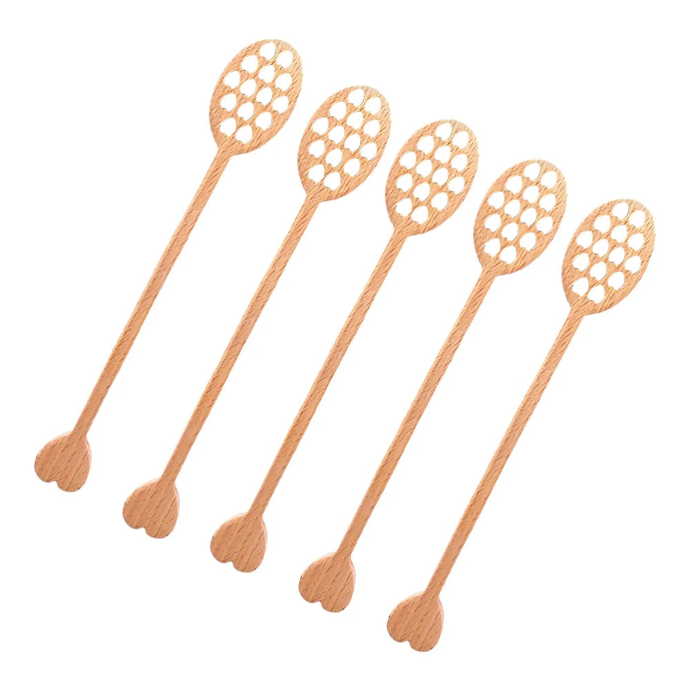 5pcs Honey Spoon Bar Mixing Handle Jar Stirrer Practical Wood Dipper Honey Stick