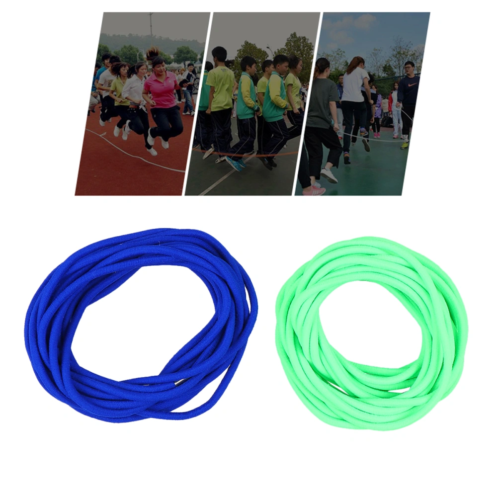 2pcs Kids Skipping Rope Toys Students Jump Elastic Band Toys Funny Rubber Band Skipping Toy for School Outdoor (5 Meters, Green + Blue)