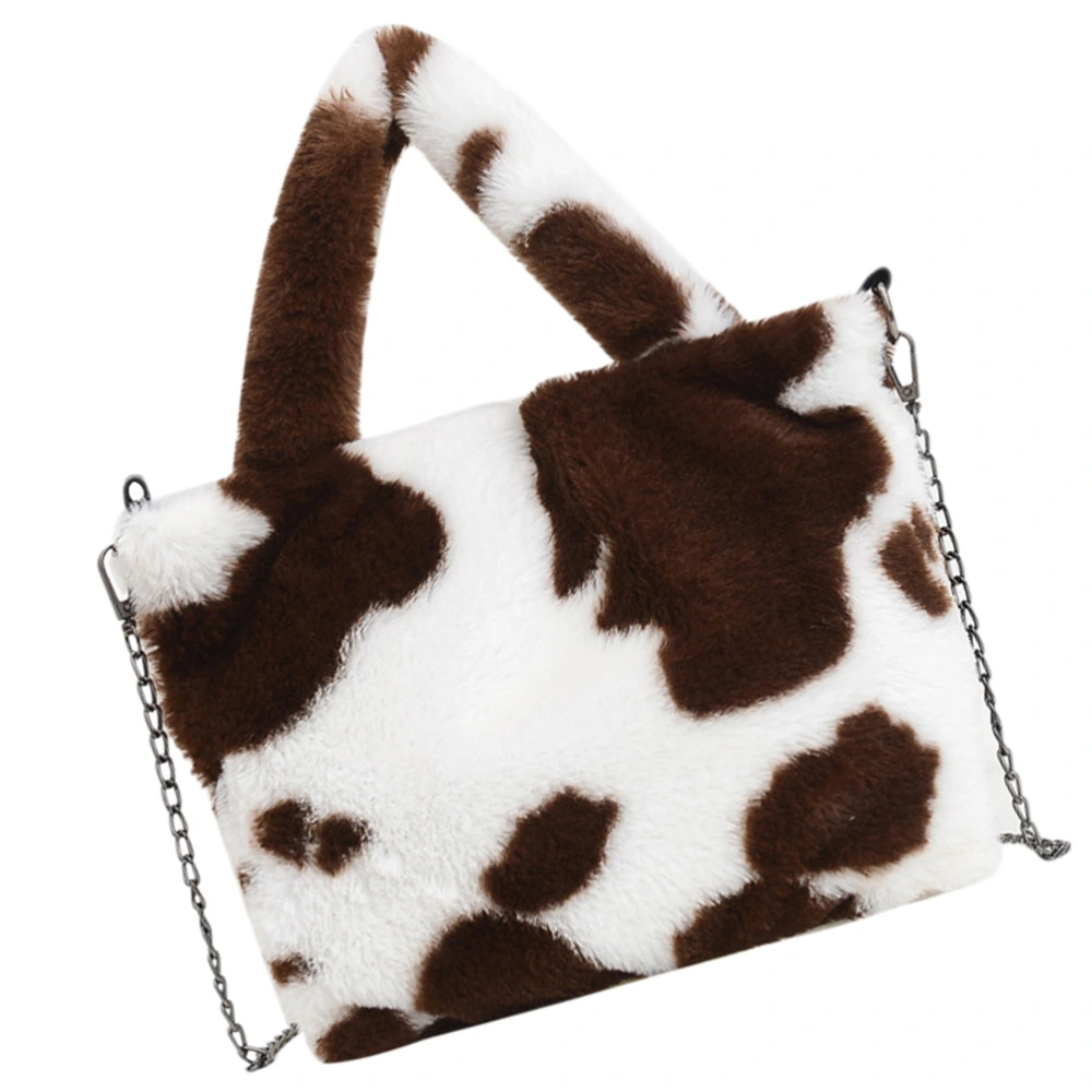 1Pc Fashion Hand-held Plush Bag Adorable Cow Lady Outdoor One-shoulder Bag