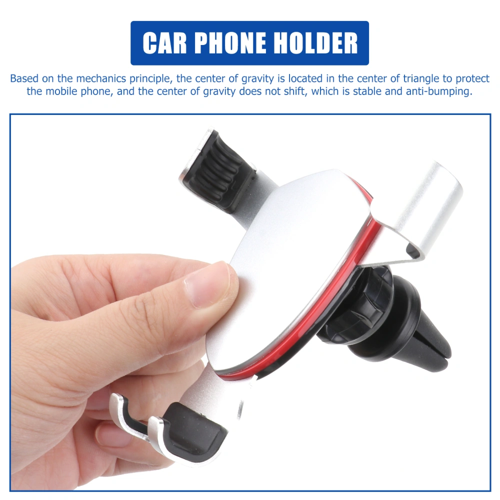 Mobile Phone Bracket Automotive Air Conditioning Outlet Metal Car Navigation Bracket Gravity Sensing (Silver)